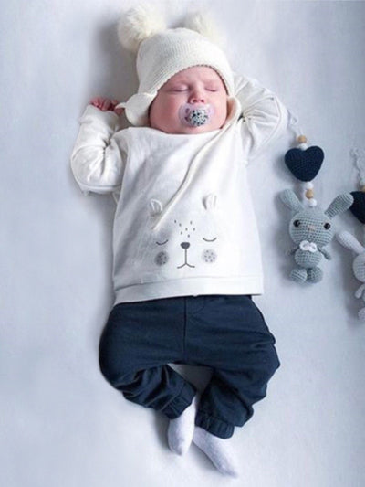 Baby Sleepy Bear Bottom Long Sleeve Shirt And Legging Set