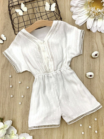 Kids Spring Clothes | Little Girls Short Sleeved Elastic Waist Romper