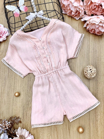 Kids Spring Clothes | Little Girls Short Sleeved Elastic Waist Romper