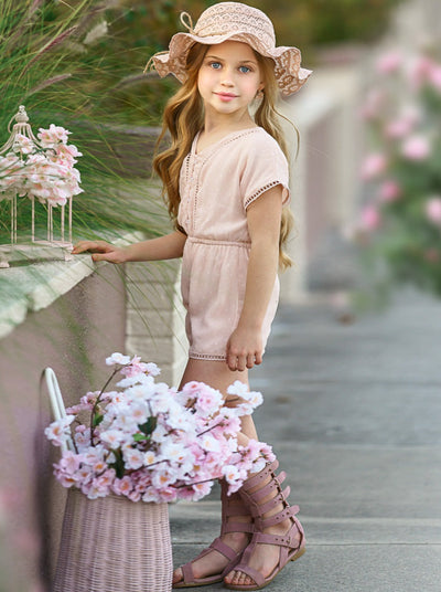 Kids Spring Clothes | Little Girls Short Sleeved Elastic Waist Romper