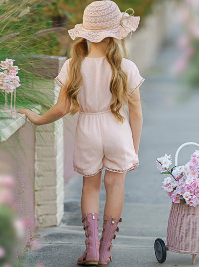 Kids Spring Clothes | Little Girls Short Sleeved Elastic Waist Romper