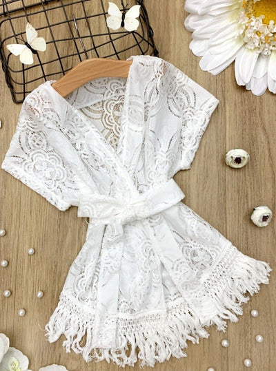 Kids Resort Swimwear | Toddler Girls Lace Swim Cover-Up Kimono