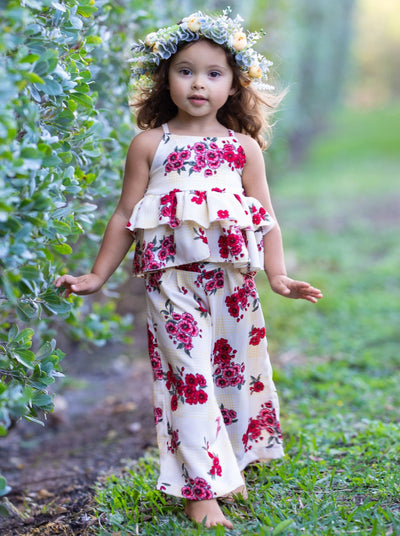 Cute Toddler Outfits | Girls Spring Floral Top & Palazzo Pants Set