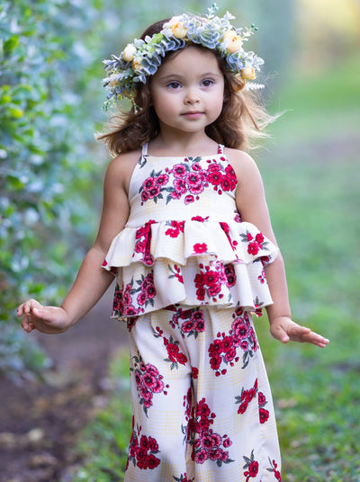 Cute Toddler Outfits | Girls Spring Floral Top & Palazzo Pants Set