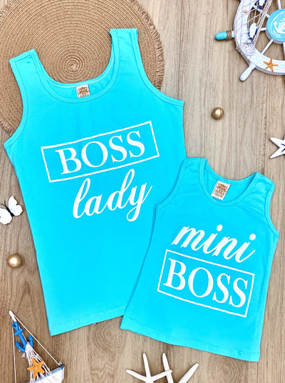 Mommy & Me Boss Lady & Mini Boss Graphic Tank - Mint / 2T/3T - Mommy & Me Top