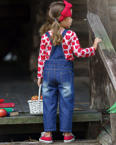 Apple Vision Top & Patched Denim Overall Set