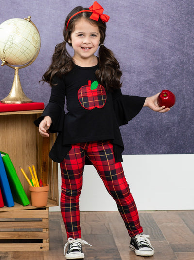 First Day of School | Hi-Lo Tunic & Plaid Leggings | Mia Belle Girls