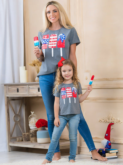Mommy & Me 4th Of July Tops | American Flag Popsicle Matching T-Shirts