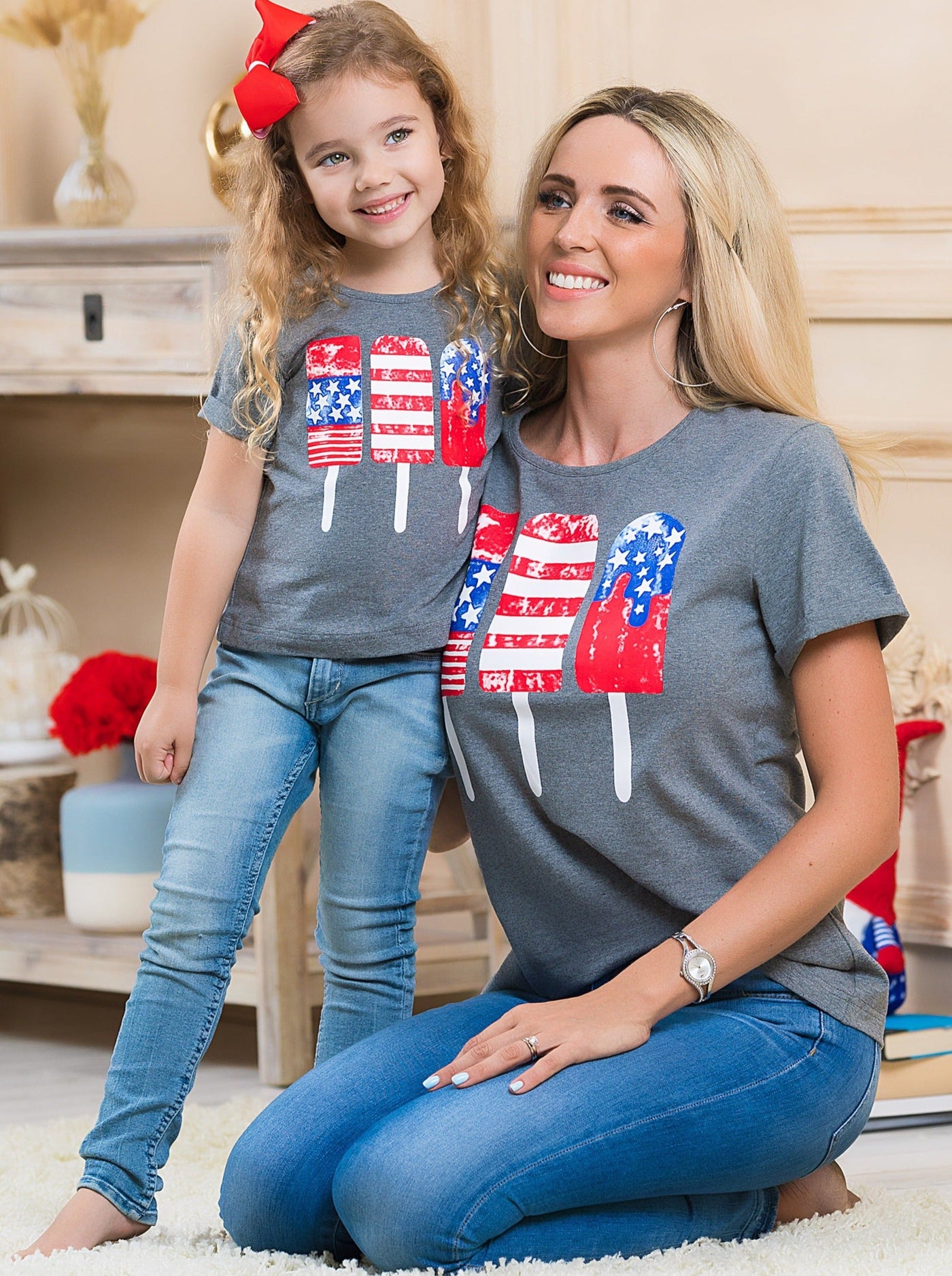 Mommy & Me 4th Of July Tops | American Flag Popsicle Matching T-Shirts