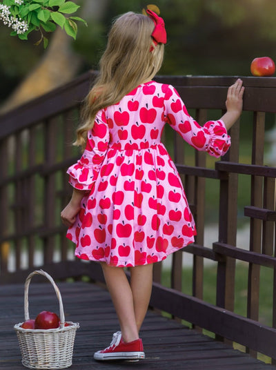 Back To School Dress | Apple Print Hi-Lo Dress | Mia Belle Girls