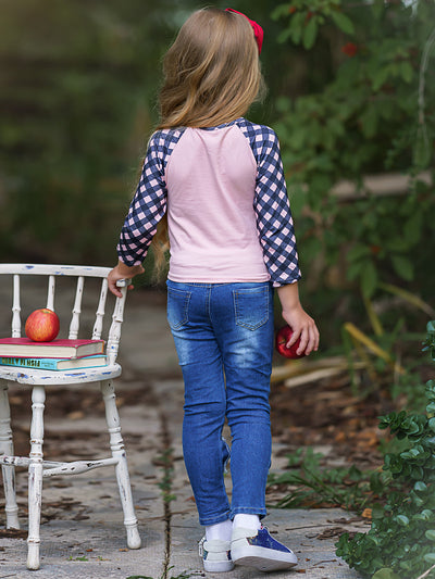 First Day of School | Knot Hem Top & Patched Jeans | Mia Belle Girls