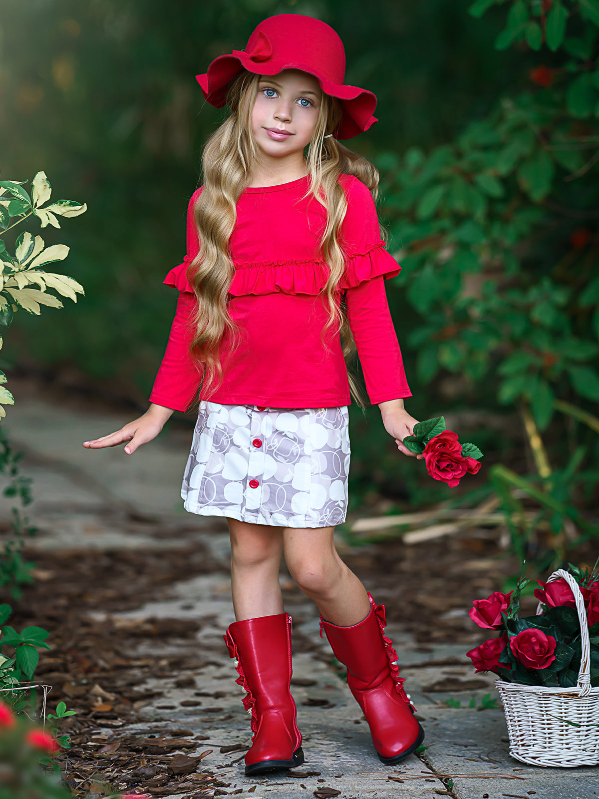 First Day of School | Ruffle Top & Apple Skirt Set | Mia Belle Girls