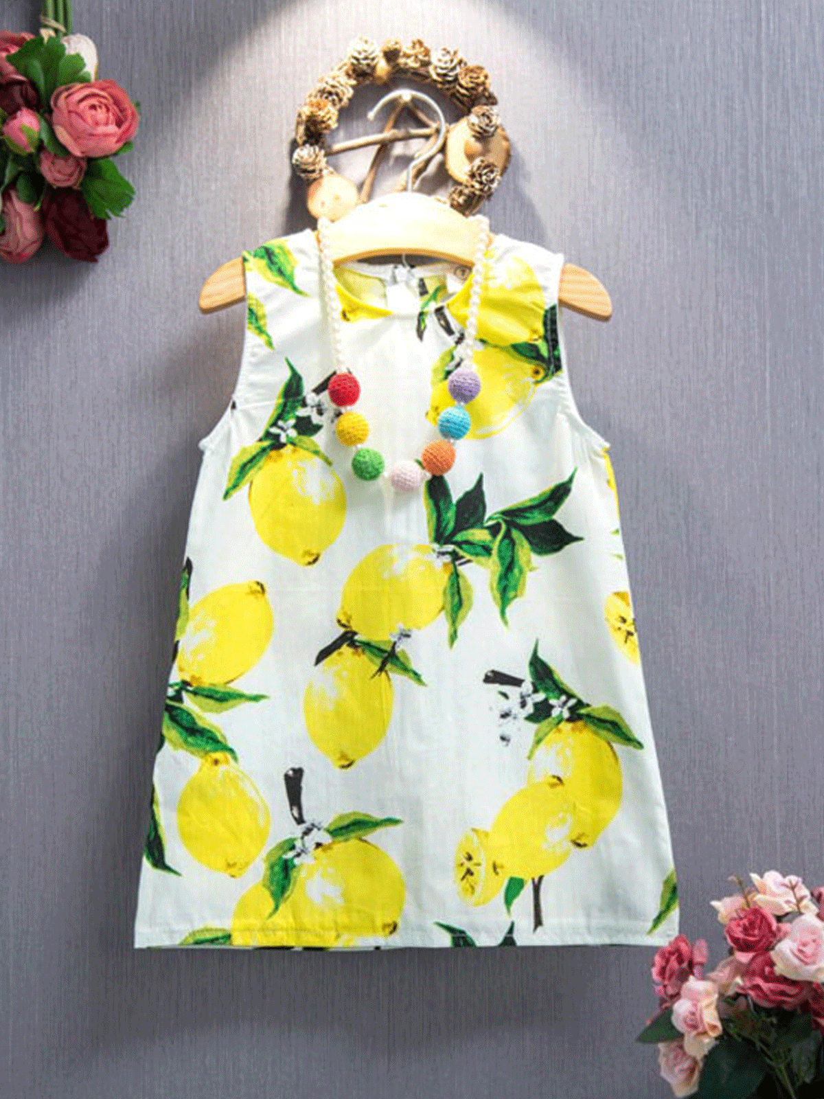 Toddler Spring Casual Dresses | Girls Sleeveless Lemon Tunic Dress