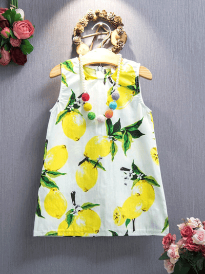 Toddler Spring Casual Dresses | Girls Sleeveless Lemon Tunic Dress