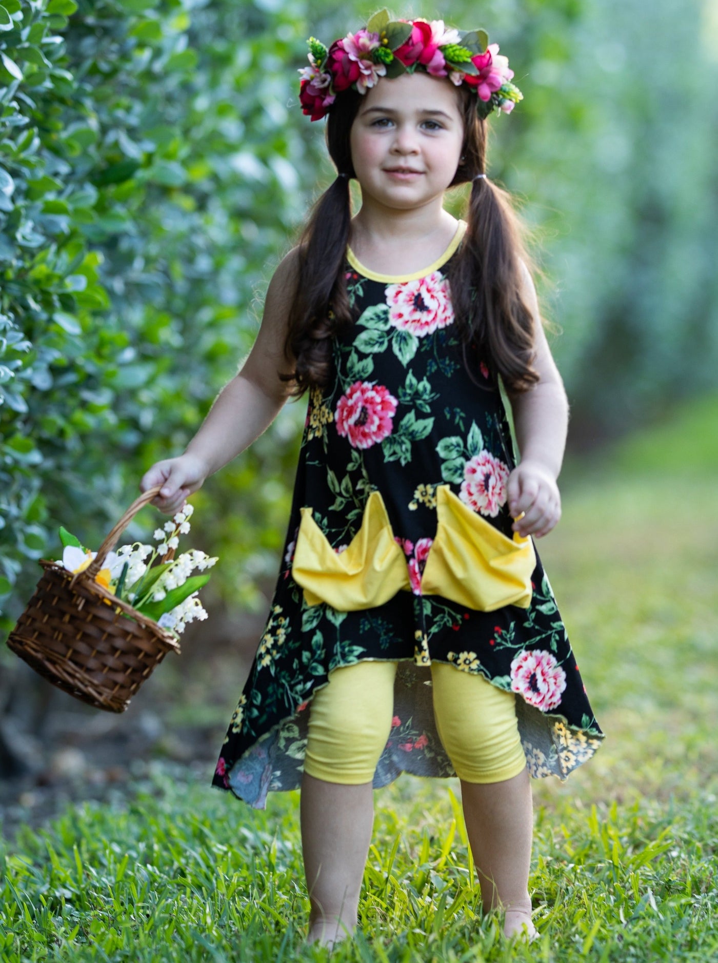Toddler Spring Outfits | Girls Hi-Lo Pocket Tunic & Capris Legging Set