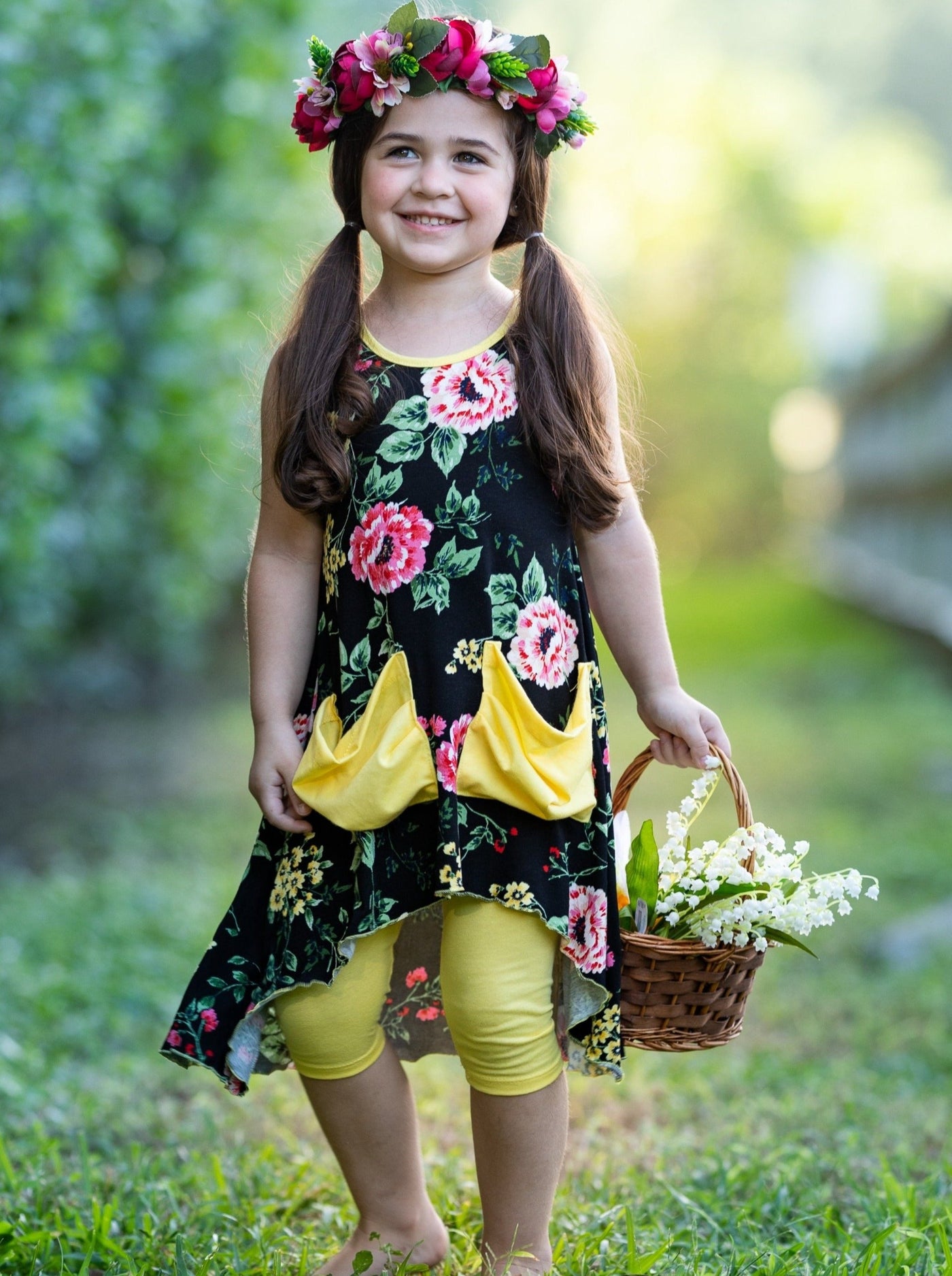 Toddler Spring Outfits | Girls Hi-Lo Pocket Tunic & Capris Legging Set