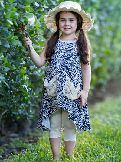 Toddler Spring Outfits | Girls Hi-Lo Pocket Tunic & Capris Legging Set