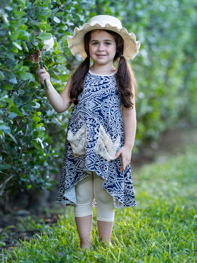 Toddler Spring Outfits | Girls Hi-Lo Pocket Tunic & Capris Legging Set