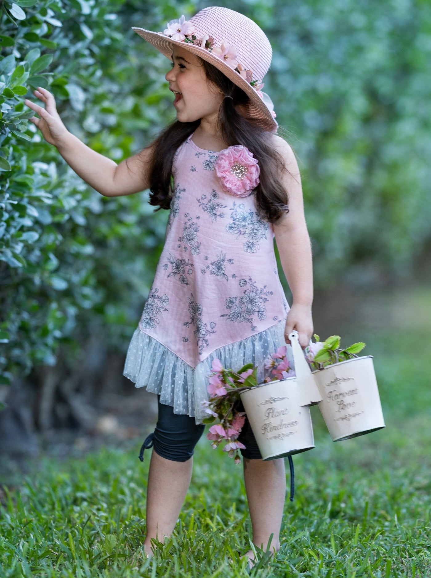 Girls Spring Outfits | Ruffled Tunic & Drawstring Capris Legging Set