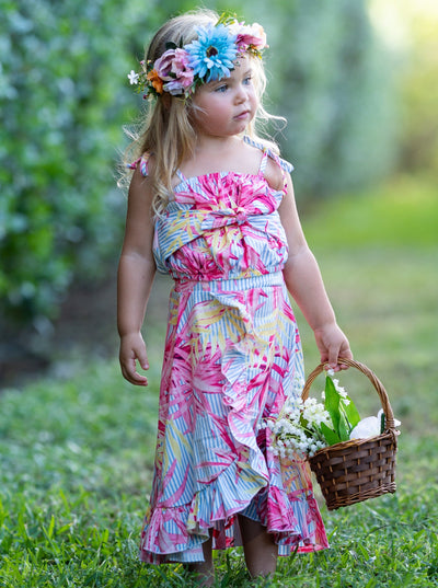 Toddler Spring Clothes | Girls Floral Crop Top & Ruffled Wrap Skirt