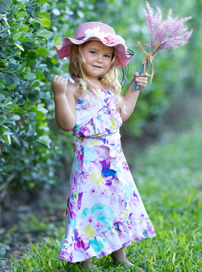Toddler Spring Clothes | Girls Floral Crop Top & Ruffled Wrap Skirt