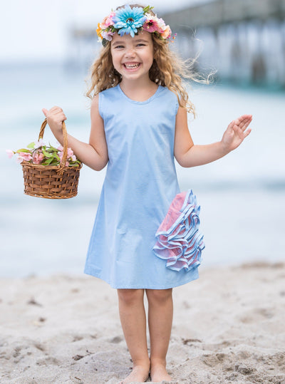 Girls Side Ruffled Flower Dress | Toddler Spring Dressy Dresses