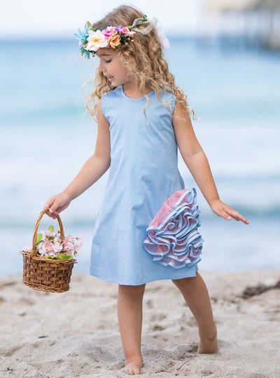 Girls Side Ruffled Flower Dress | Toddler Spring Dressy Dresses