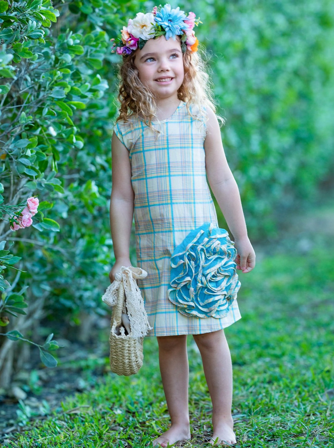 Girls Side Ruffled Flower Dress | Toddler Spring Dressy Dresses