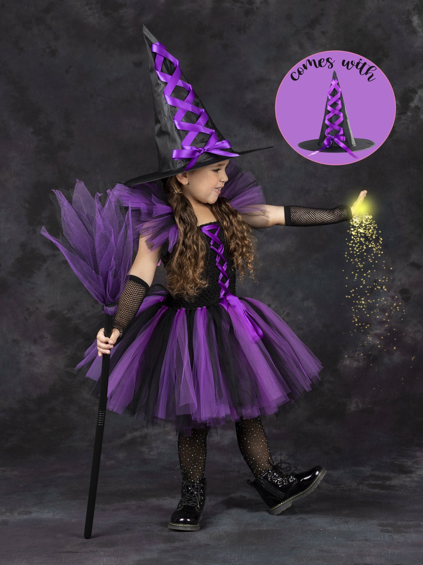 Girls Halloween Costume | Deluxe Witch Tutu Dresses - Mia Belle Girls