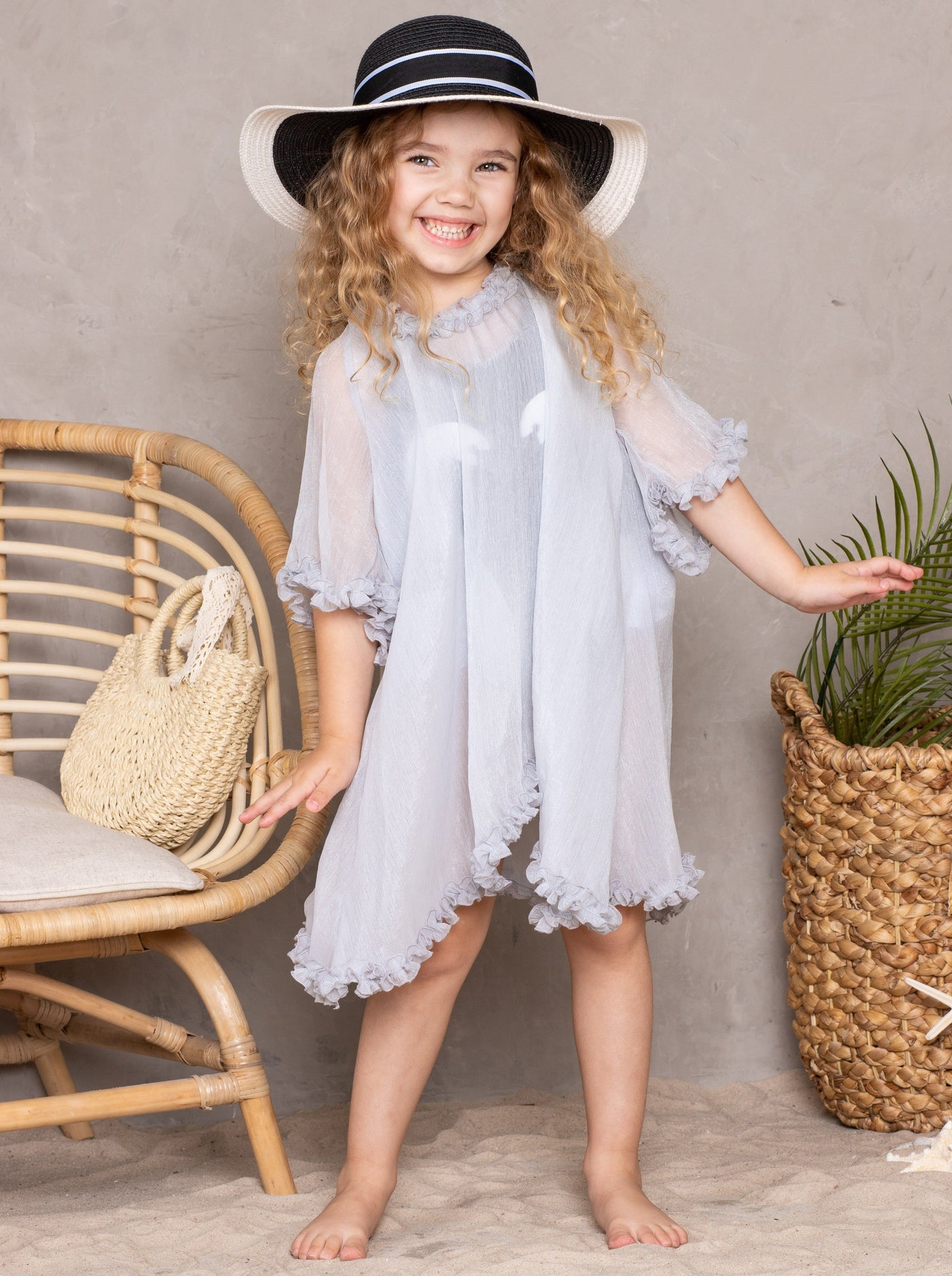 Kids Resort Wear | Little Girls Sheer Ruffle Hem Cover Up