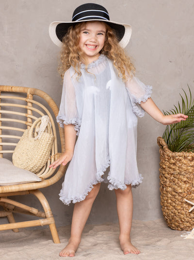 Kids Resort Wear | Little Girls Sheer Ruffle Hem Cover Up
