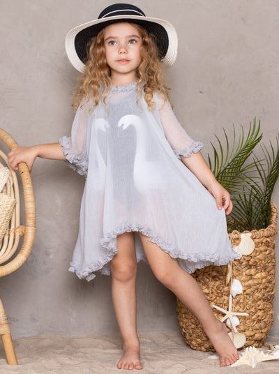 Kids Resort Wear | Little Girls Sheer Ruffle Hem Cover Up