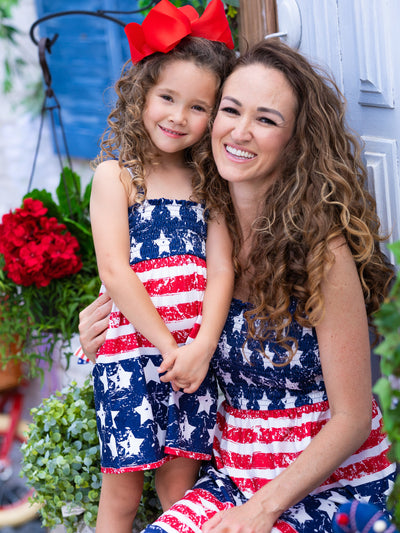Mommy & Me 4th Of July Dresses | American Flag Smocked Sundress