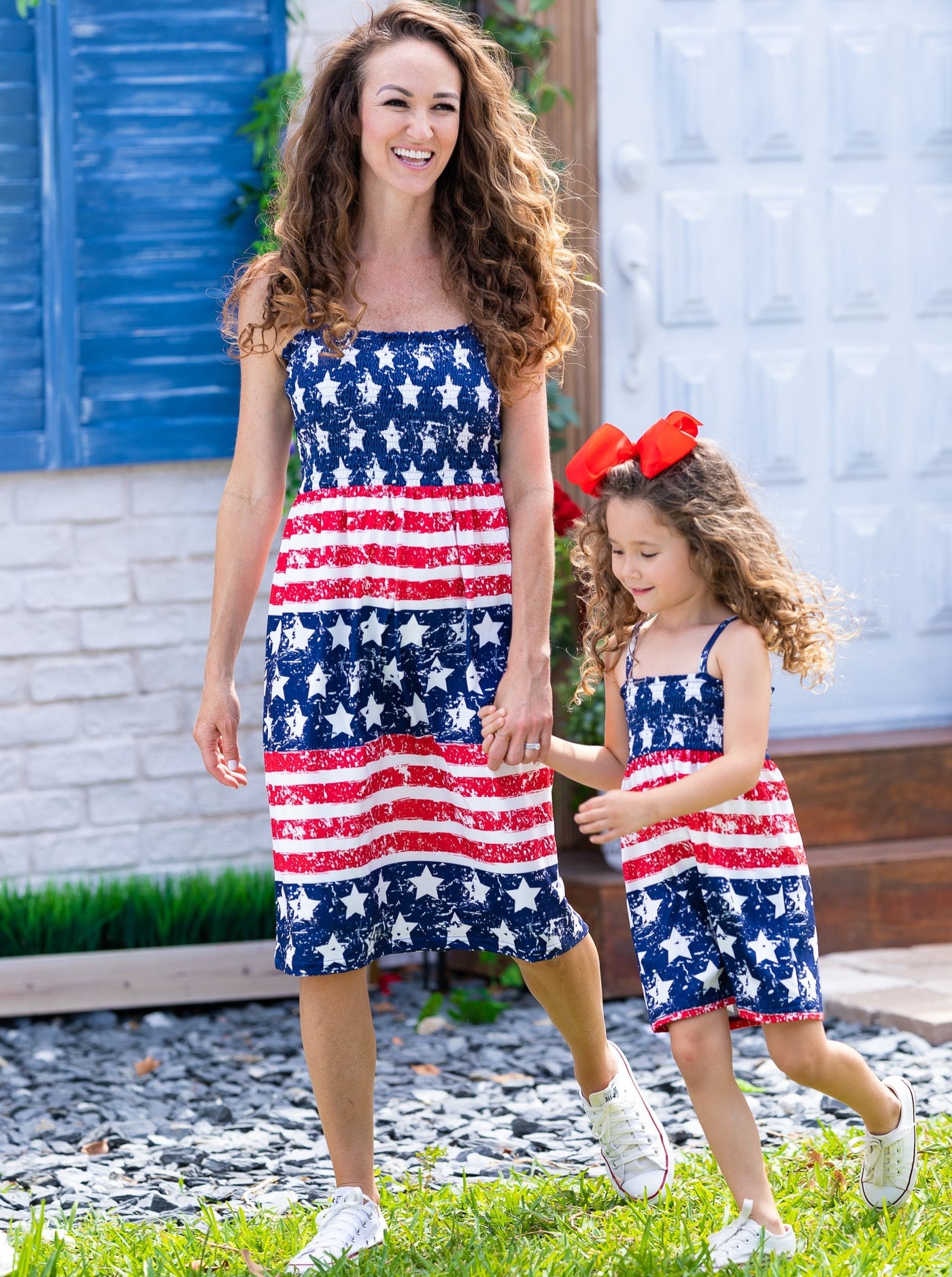 Mommy & Me 4th Of July Dresses | American Flag Smocked Sundress