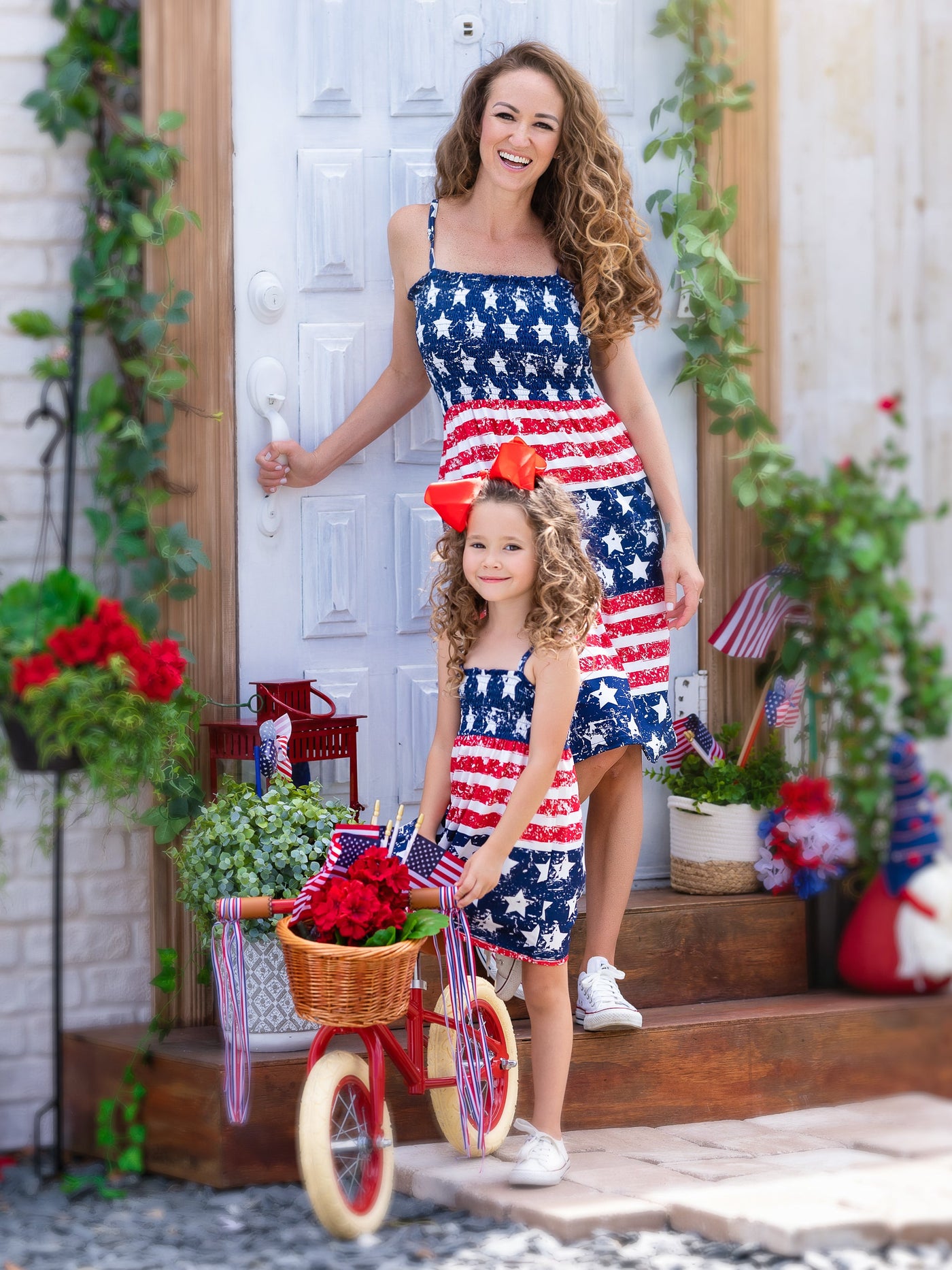 Mommy & Me 4th Of July Dresses | American Flag Smocked Sundress