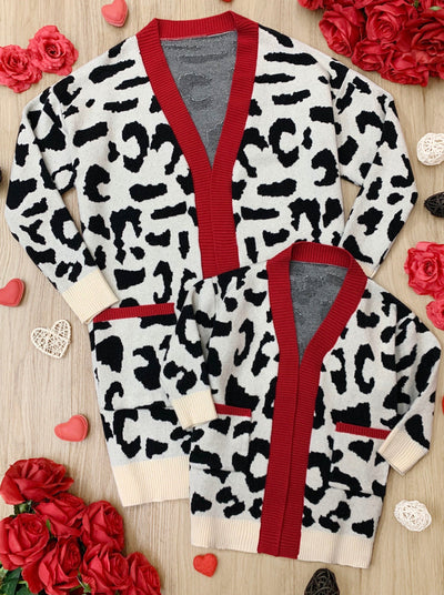 Mommy & Me Cardigans | Matching Snow Leopard Print Oversized Cardigan