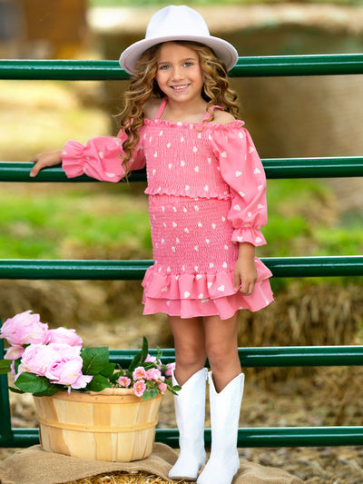 Pose And Play Heart Print Ruffle Skirt Set