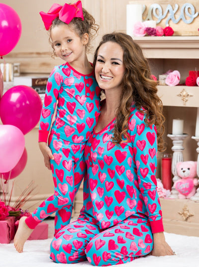 Mommy & Me Outfits | Valentine's Day Heart Pajama Set | Girls Boutique