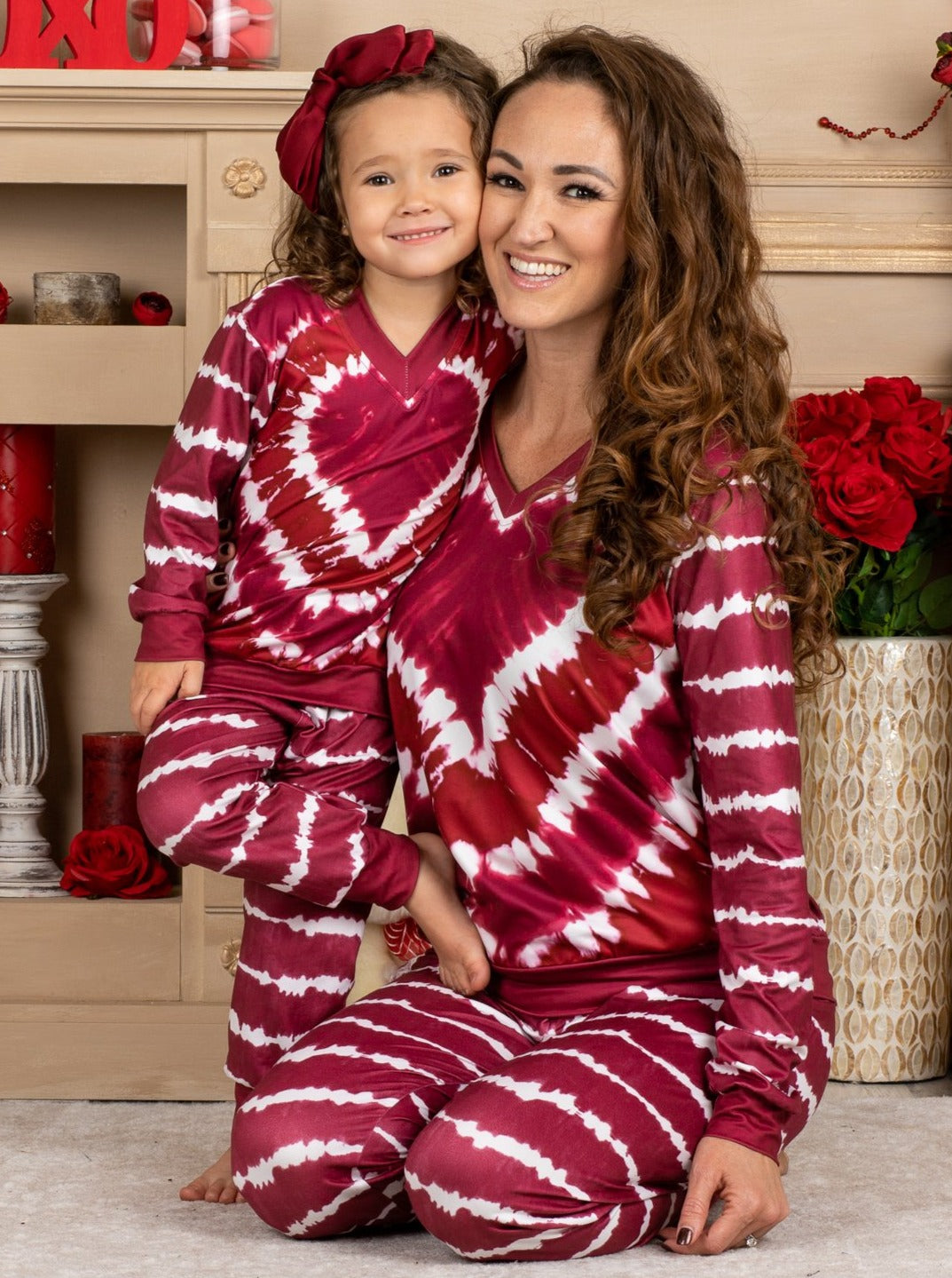 Mommy & Me Matching Outfits | Tie Dye Heart Loungewear Set