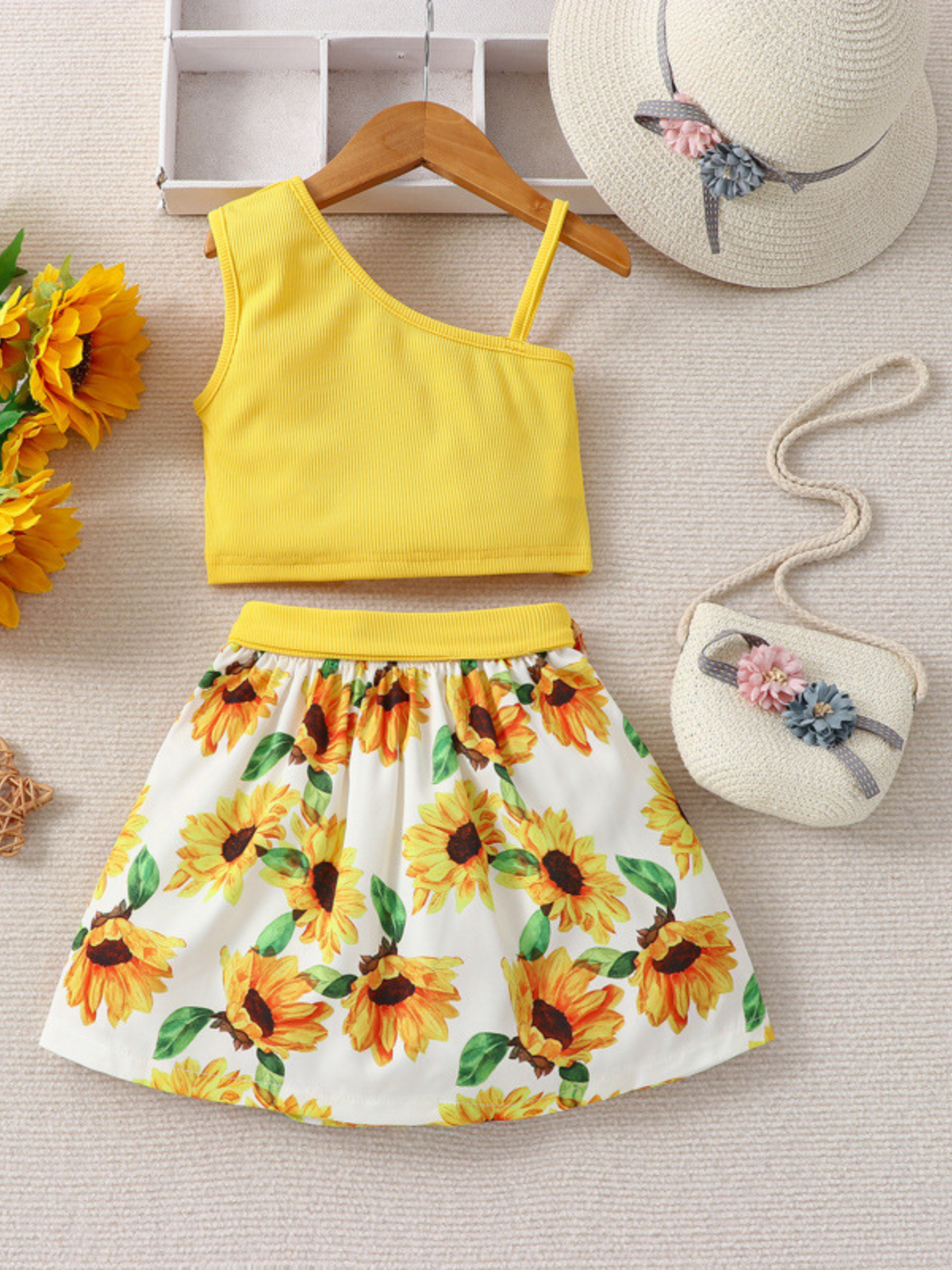 Hello, Sunny Days! Sunflower Skirt Set