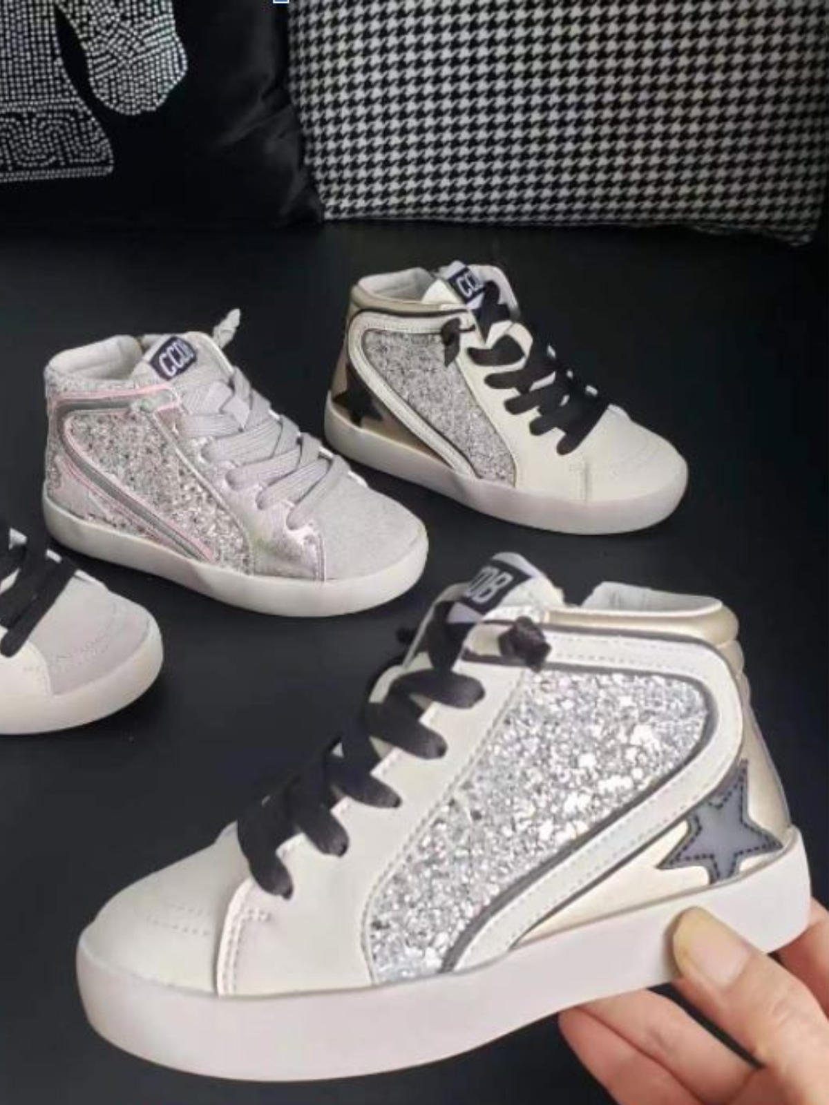 Glitters And More Hi-Top Star Sneakers By Liv and Mia