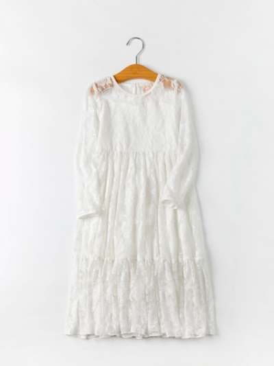 Fancy Flower Girl Lace Maxi Communion Dress