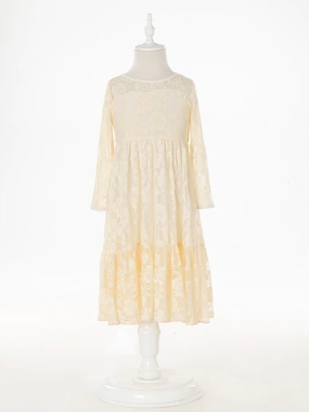 Fancy Flower Girl Lace Maxi Communion Dress