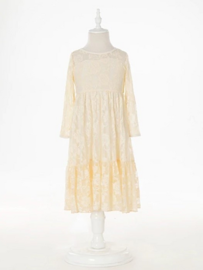 Fancy Flower Girl Lace Maxi Communion Dress