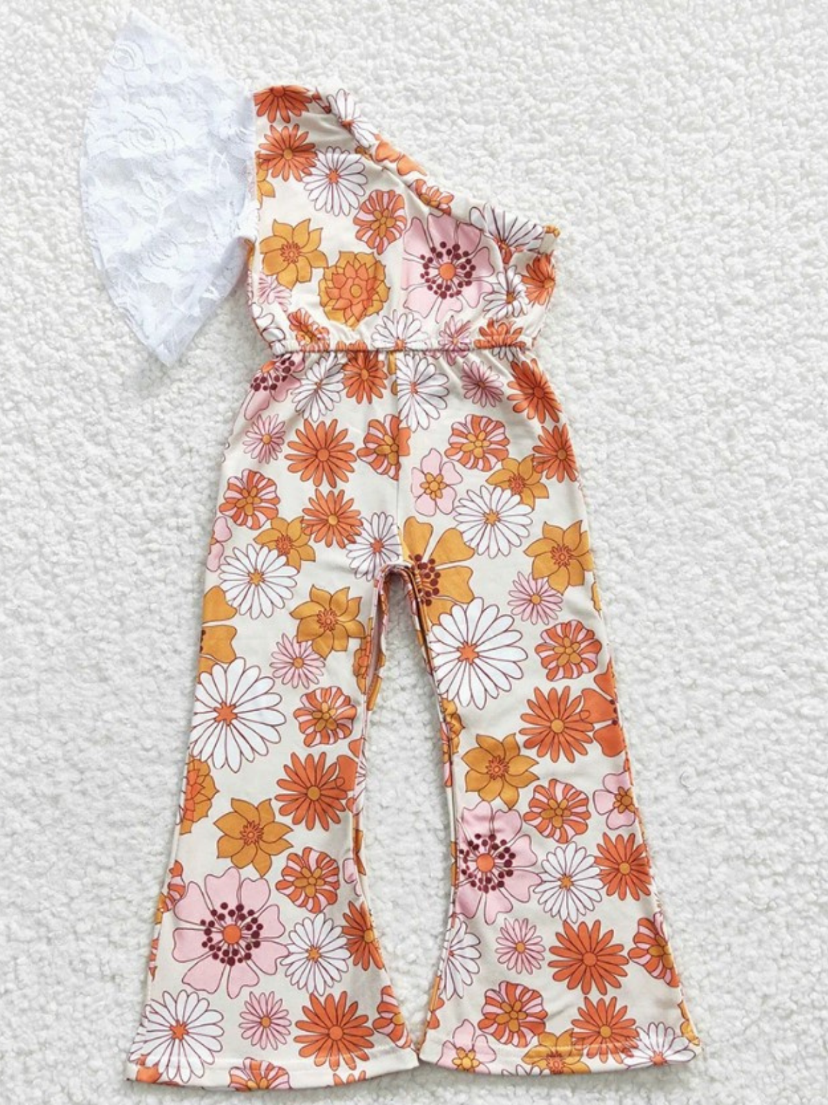 Happy Girl Floral Print One Shoulder Jumpsuit