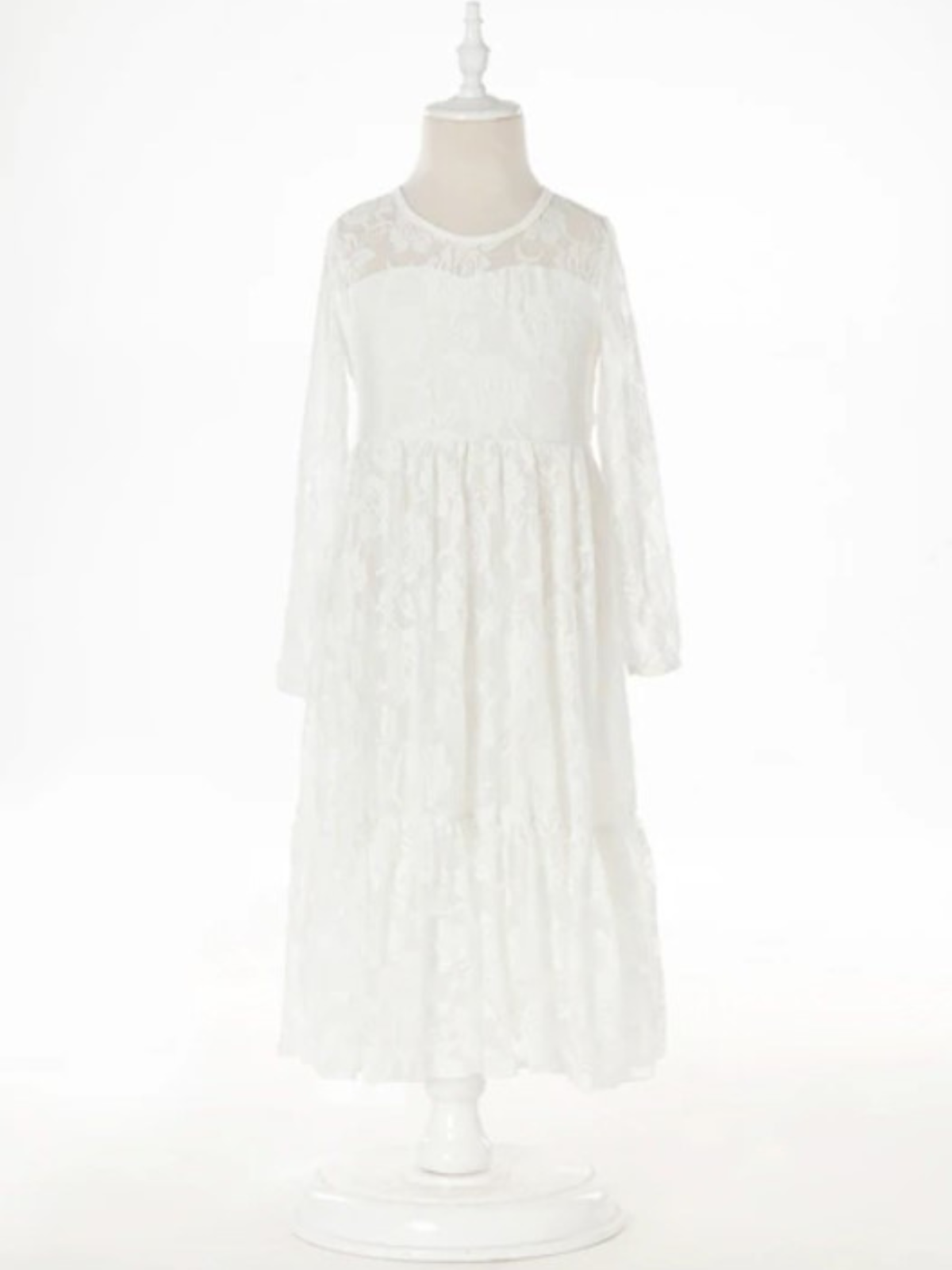 Fancy Flower Girl Lace Maxi Communion Dress