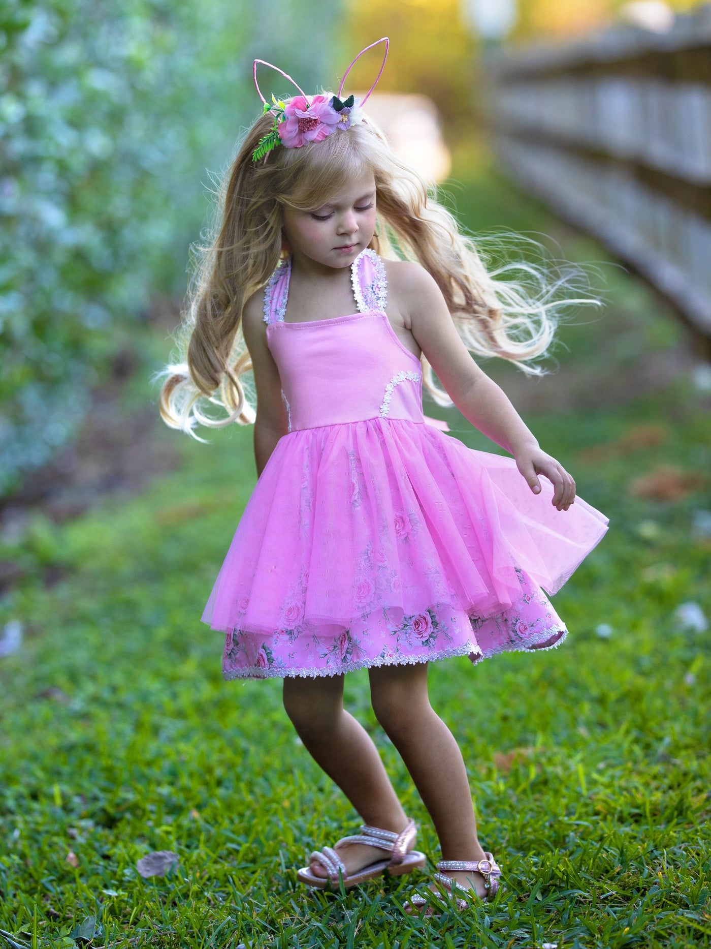 Snuggle Bunny Embroidered Tulle Overlay Dress