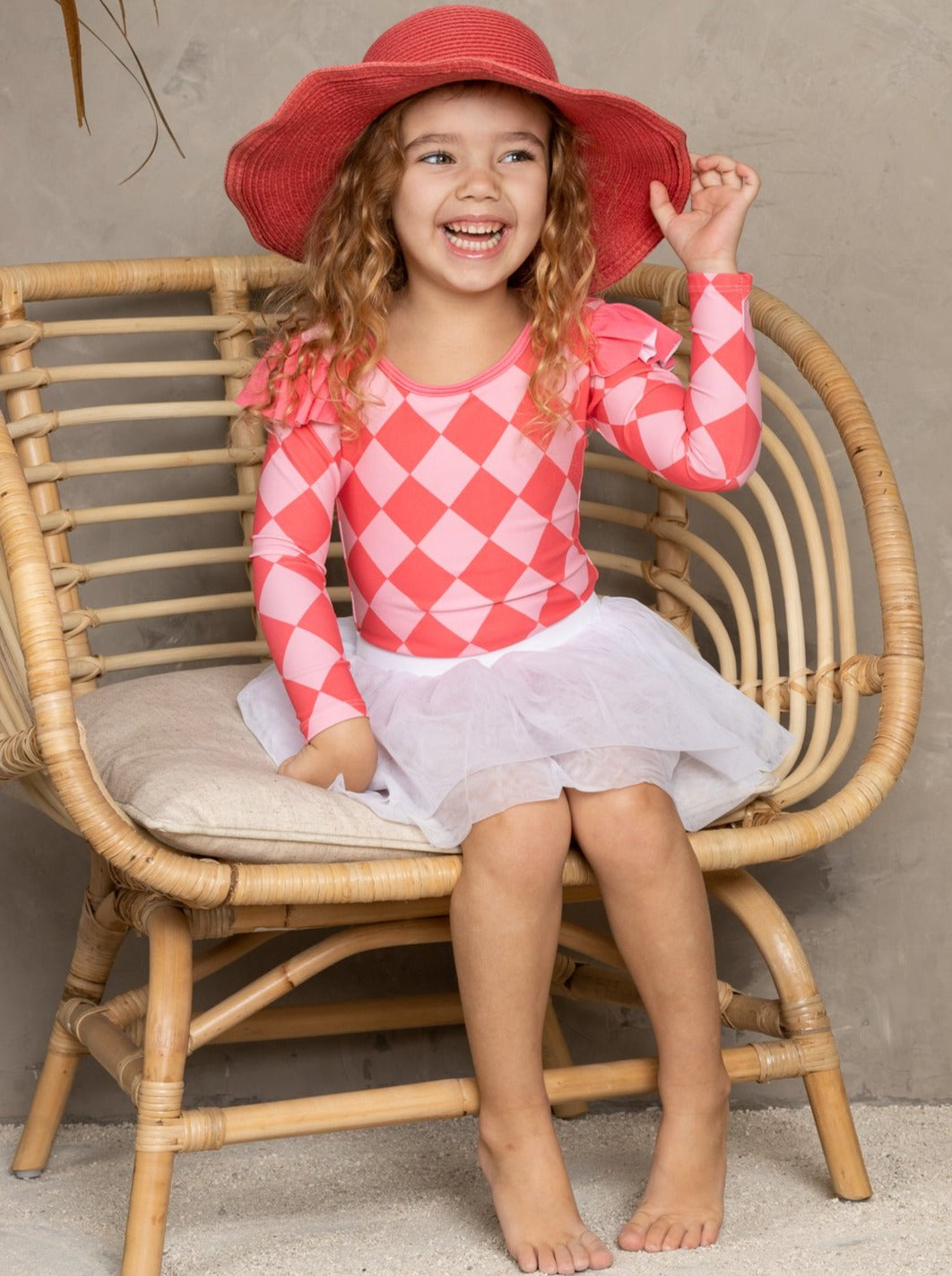 Toddler Rash Guard Swimsuit | Plaid One-Piece Swimsuit & Tutu Skirt