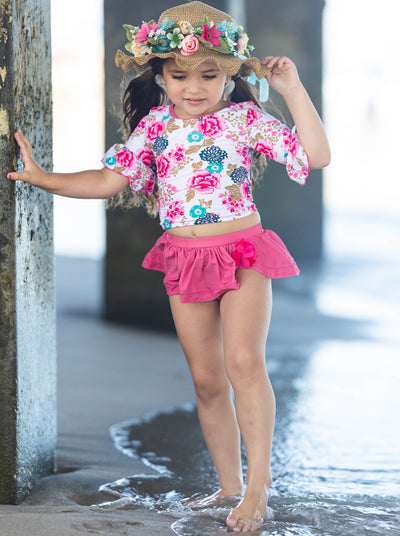 Kids Swimsuits | Little Girls Floral Rash Guard Two-Piece Swimsuit