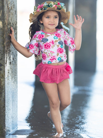 Kids Swimsuits | Little Girls Floral Rash Guard Two-Piece Swimsuit